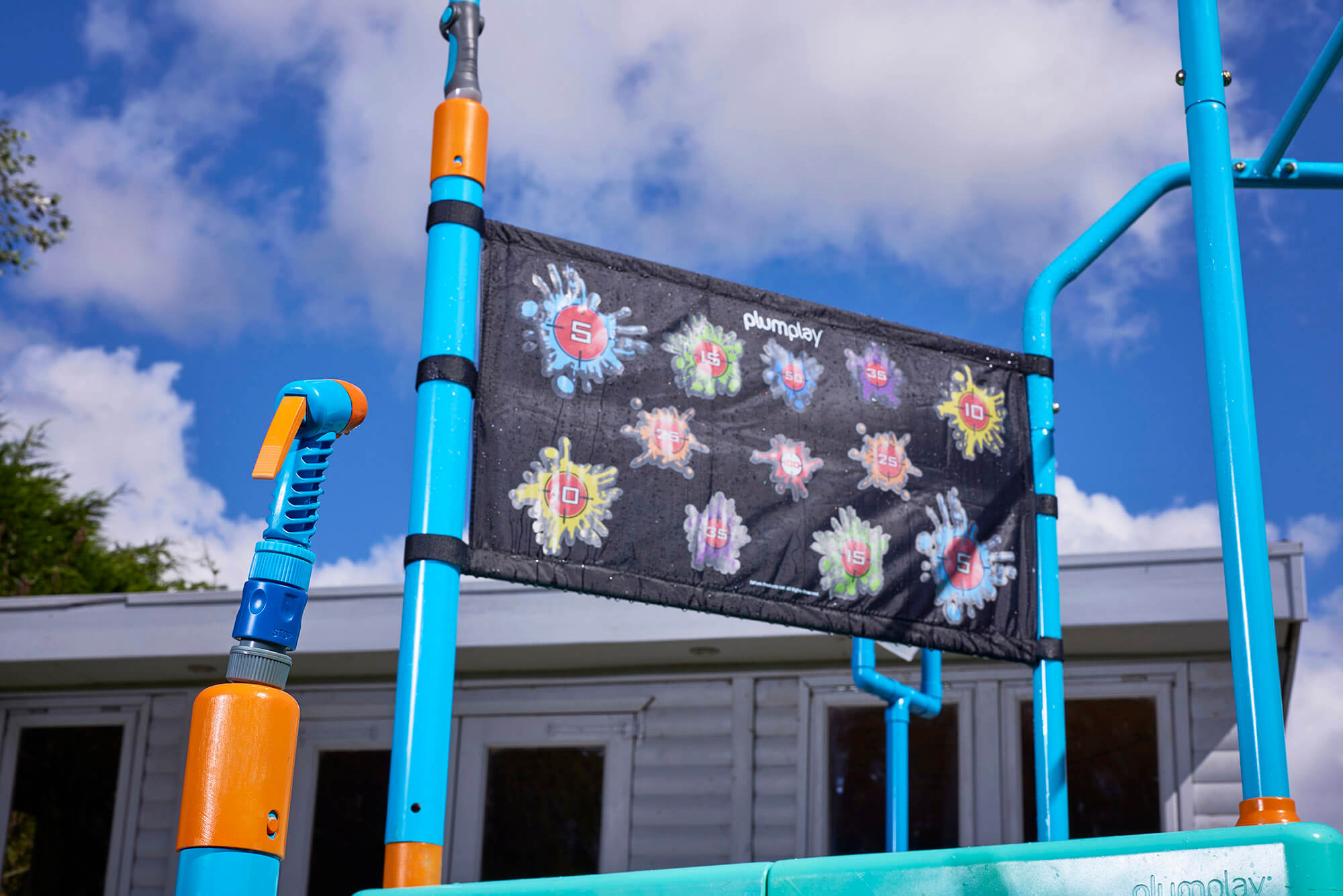Kids will whiz through the watercourse by swinging along the monkey bars, watch out for the rainfall wall in the centre, it will ensure a full soaking!